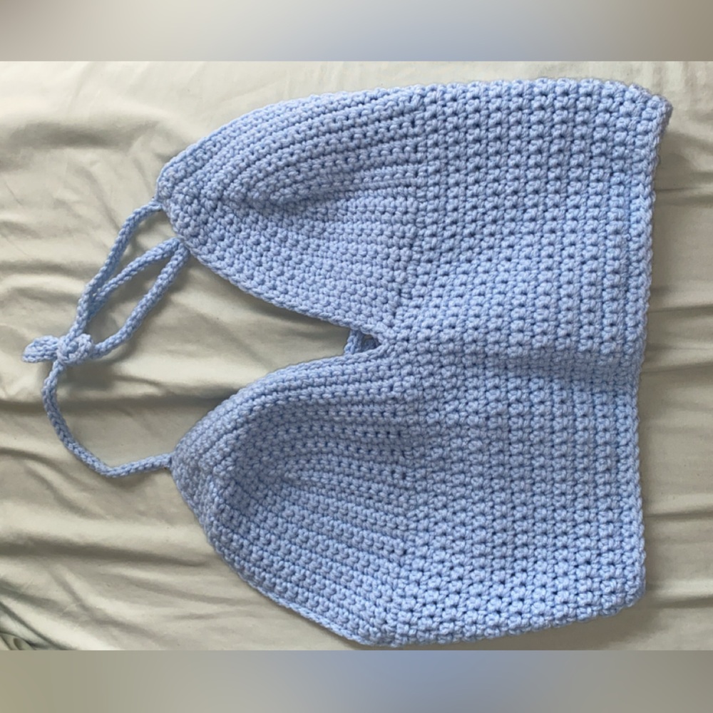Blue Crochet Crop Top